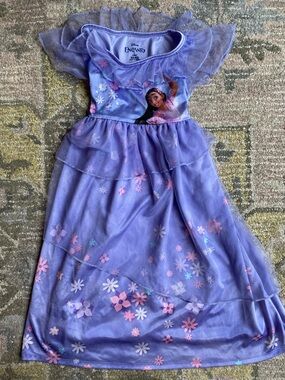 Disney Lavender Encanto Girls Nightgown with Floral Tulle